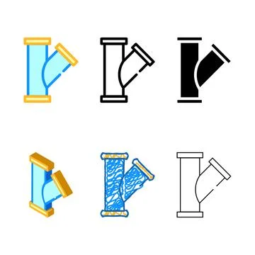 Pipe repair color icon vector isolated variety Stock Illustration