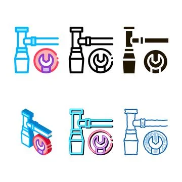 Pipe repair icon types vector outline Stock Illustration