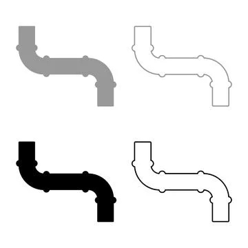 Pipe set icon grey black color vector illustration image solid fill outline c イラスト素材
