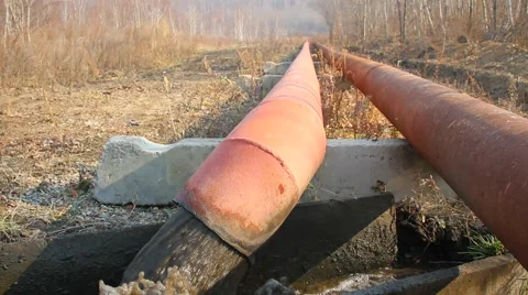 Pipe with sewage, Russia Stock Footage 43458034