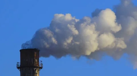 Pipe with a smoke on blue  background Video stock 56750641