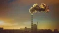 The pipe with a smoke in the industrial city background 4k or 4k+ Resolution