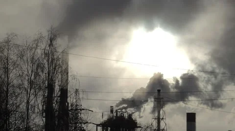 Pipe smoke, oil refining, at sunset (2) Video stock 45587870
