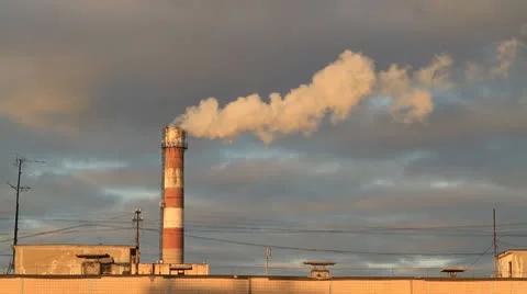 Pipe smokes on background sky Stock Footage 8993003