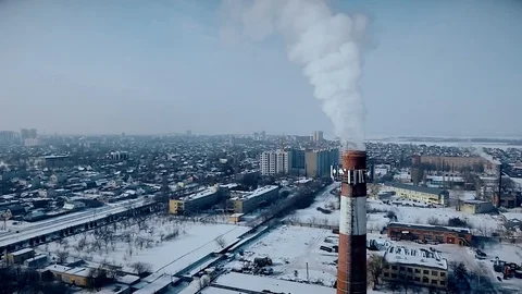Pipe smokes over the city Stock Footage 85873192
