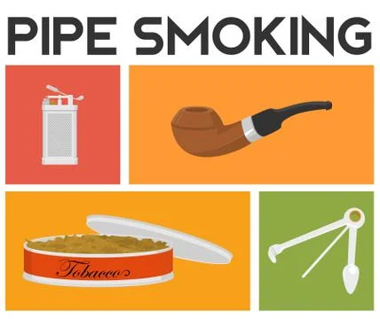 Pipe smoking tool illstration flat style Illustrazione stock