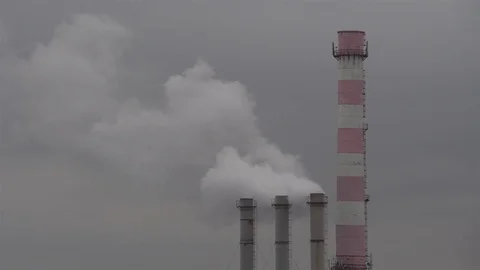 Pipe smoky on a cloudy day Stock Footage 82105463