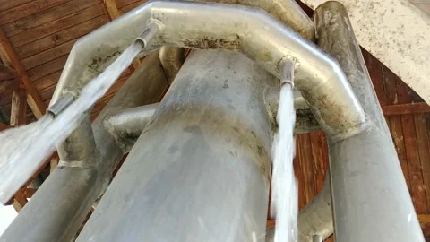 Pipe From The Source With Crystal Clear Water Stock Footage 150315314