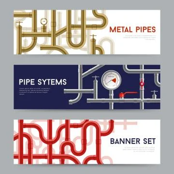 Pipe System Banners Set Stockillustratie