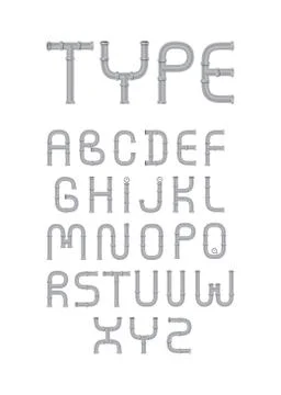 Pipe type illustrated vector set from A to Z Stock Illustration
