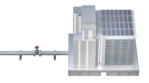 Pipe with valve connected to the building Illustrazione stock