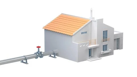 Pipe with valve connected to the house Stock Illustration