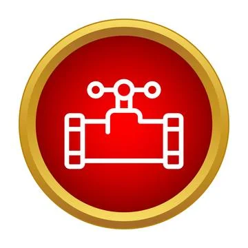 Pipe valve icon on red circle button Stock Illustration