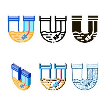 Pipe variants cleaning icon vector outline Stock Illustration