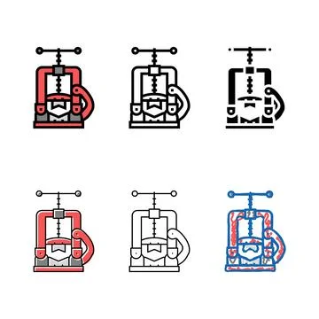 Pipe vice color multipack icon vector Stock Illustration