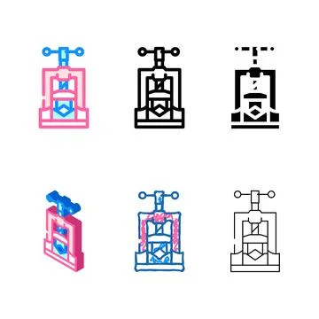 Pipe vice color styleset icon vector Stock Illustration