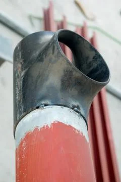 Pipe welded on the pipeline construction. Stock Photos