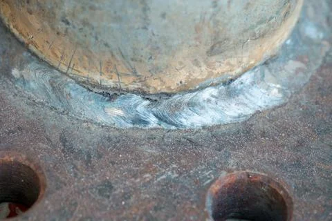 Pipe welded on the pipeline construction. Foto stock