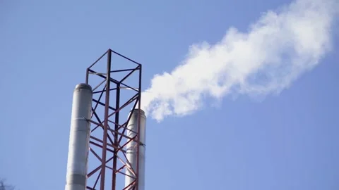 The pipe from which the smoke comes out. Air Pollution. Stock Footage 142348202