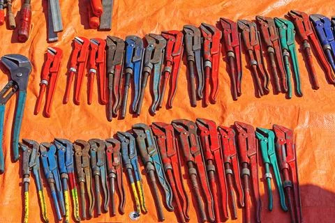 Pipe wrench collection Stock Photos