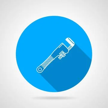 Pipe wrench flat vector icon Blue round vector icon with white contour adj... Stock Photos