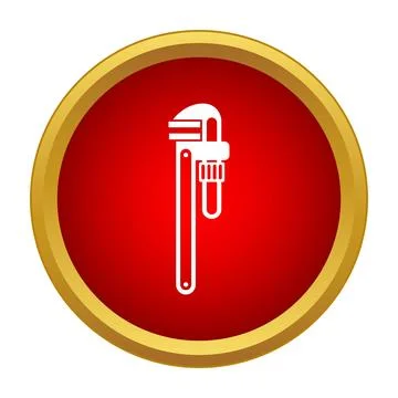 Pipe wrench icon on red circle button Stock Illustration