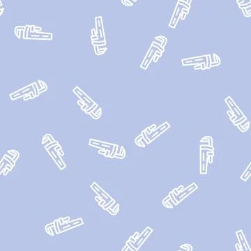 Pipe wrench line vector seamless pattern Illustrazione stock