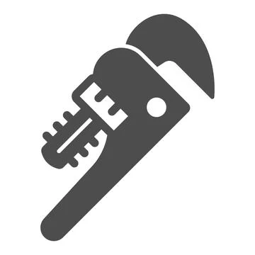 Pipe wrench solid icon, construction tools concept, plumber wrench tool vector Stock Illustration