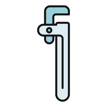 Pipe wrench tool adjusting plumbing equipment outline icon Illustrazione stock