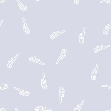 Pipe wrench tool line seamless pattern Stock Illustration