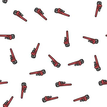 Pipe wrench tool vector seamless pattern Stock Illustration