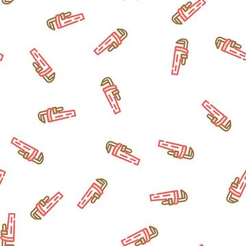 Pipe wrench vector seamless pattern Stock Illustration