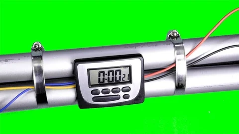 Pipebomb with countdown timer counting down to zero on green screen Stock Footage 100406335