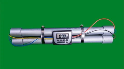 Pipebomb with countdown timer counting down to zero on green screen Stock Footage 100406407