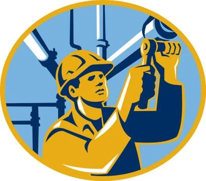 Pipefitter Maintenance Gas Worker Plumber. Stock Illustration