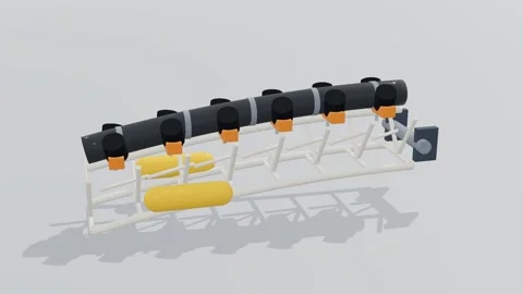 Pipelay stinger subsea 3d loop white background 3D animation seamless loop Video stock 341851635