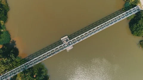 Pipeline across River Stock Footage 122962989