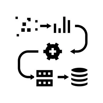 Pipeline big data glyph icon vector illustration Stock Illustration