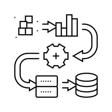 Pipeline big data line icon vector illustration Illustrazione stock