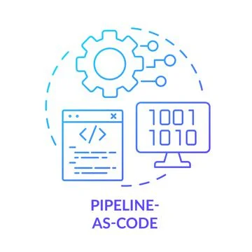 Pipeline-as-code blue gradient concept icon Stock Illustration