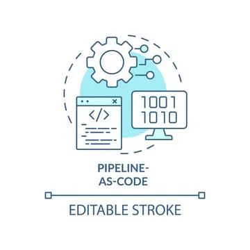 Pipeline-as-code turquoise concept icon Stock Illustration