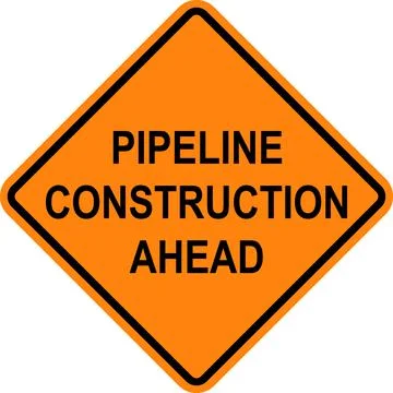 Pipeline construction caution sign. Stock Illustration