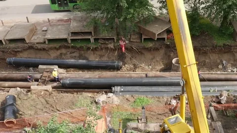 Pipeline construction Stock Footage 79855547