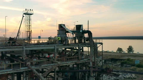 Pipeline construction in the mining area with two engineers on it Video stock 148473025