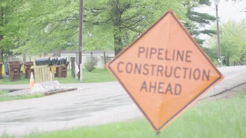 Pipeline Construction Sign Stock Footage 197145210