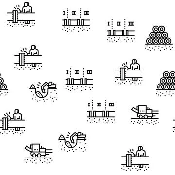 Pipeline Construction Vector Seamless Pattern 스톡 일러스트