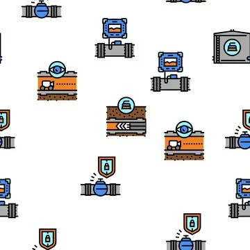 Pipeline Construction Vector Seamless Pattern Stock Illustration