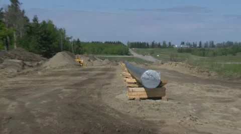 Pipeline construction, zoom in, #2 Stock Footage