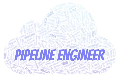 Pipeline Engineer typography word cloud create with the text only Stock Illustration