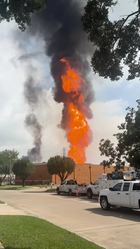 Pipeline Explosion in La Porte, Texas Forces Widespread Evacuations, La Porte, T Stock Footage 284875048